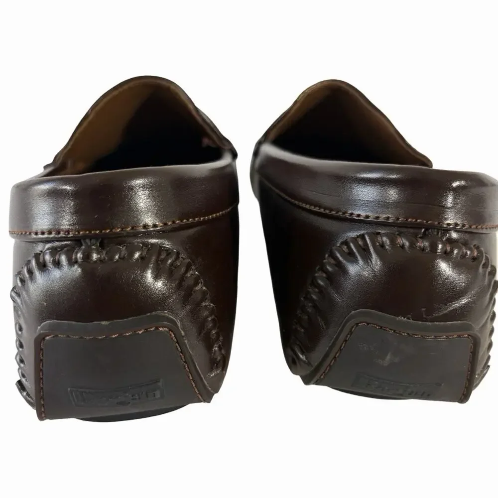 Dejavu Mens US 10.5 Brown Faux Leather Slip On Loafer Round Toe Woven